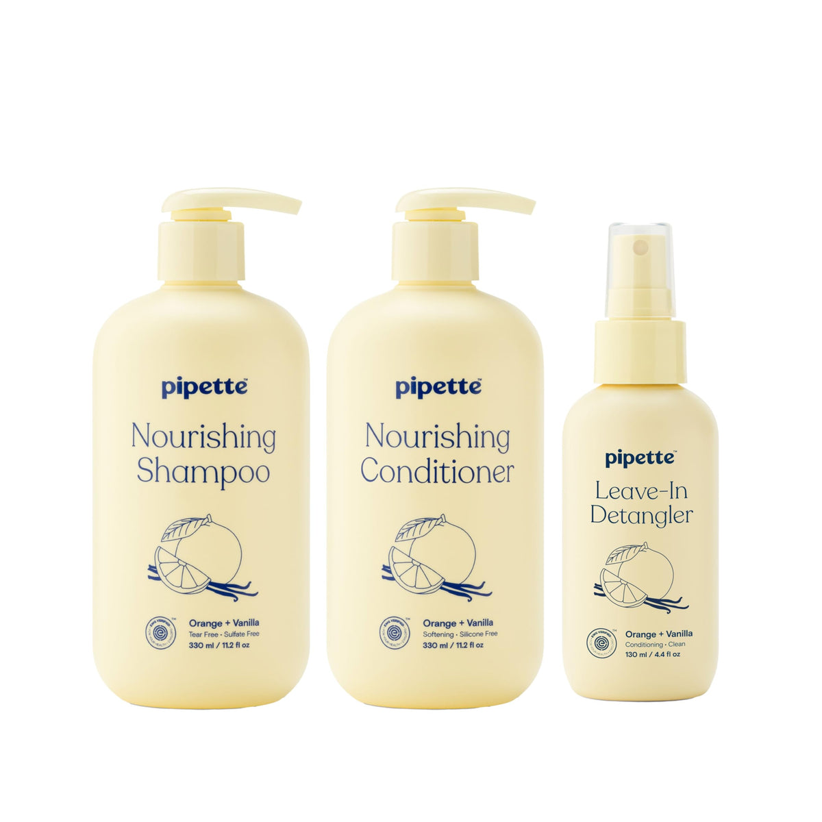 Pipette front packaging trio showing bottles and orange vanilla scent benefit