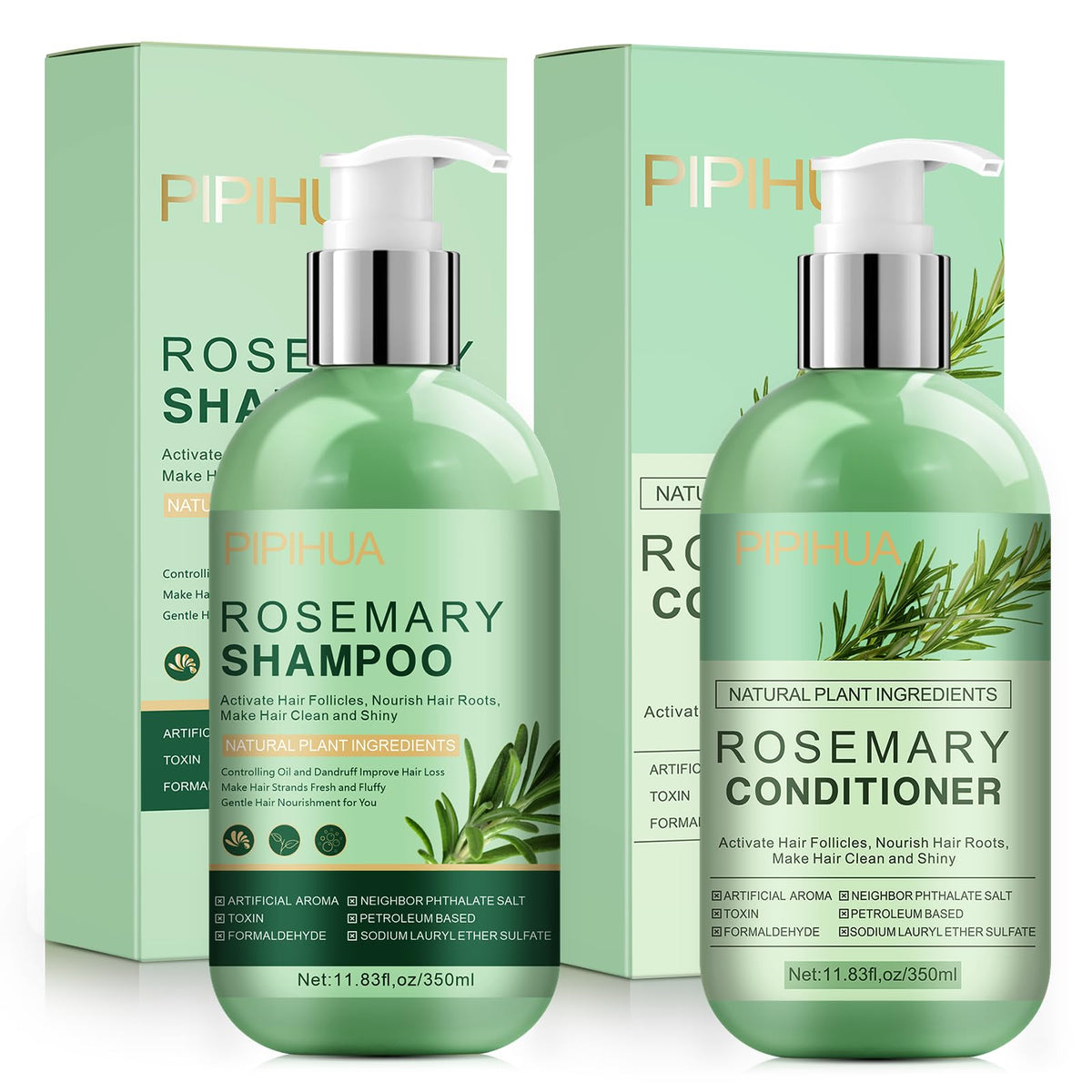 PIPIHUA front packaging showing shampoo and conditioner, promotes complete hair care