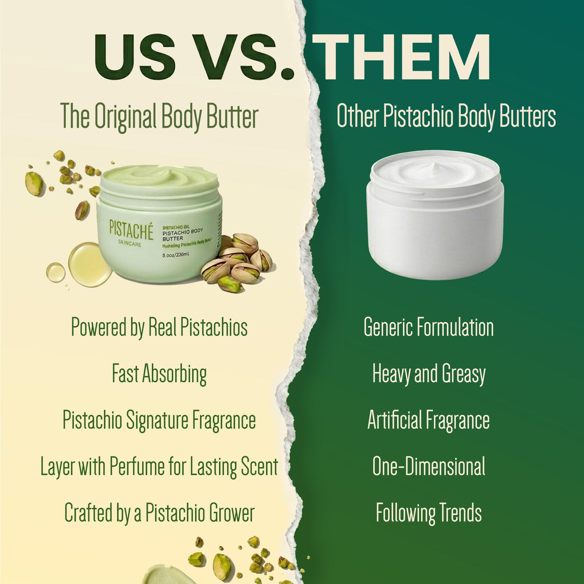 Pistaché Skincare label close-up displaying certifications and ethical benefits