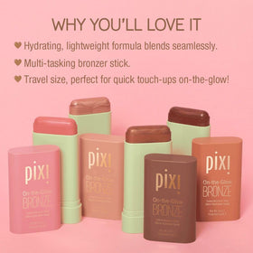 Pixi application on cheeks showing natural sunkissed warmth and hydrating finish