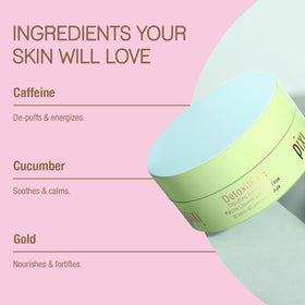 Applying Pixi DetoxifEYE under eye in morning to reduce puffiness and prepare makeup