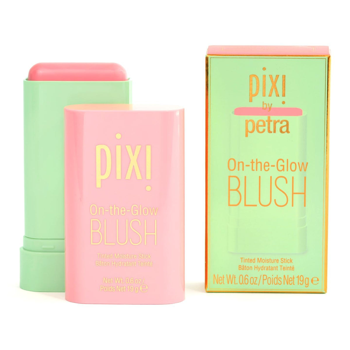 Pixi blush stick front packaging showing sleek tube and shade name Fleur for easy recognition