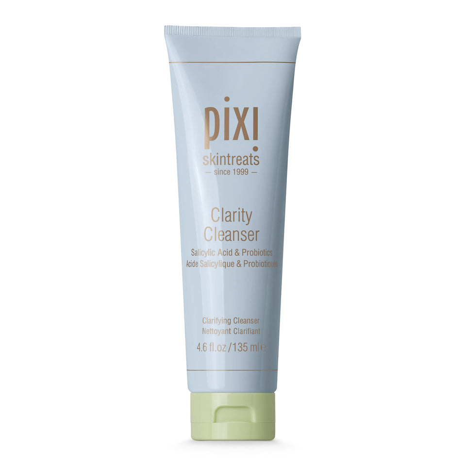 Pixi clarity cleanser front bottle shows sleek packaging and brand clarity benefit