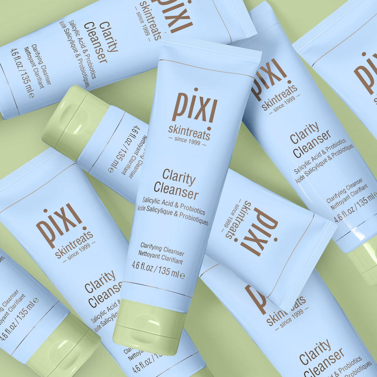 Pixi clarity cleanser lifestyle morning scene showing refreshed, ready-for-the-day benefit