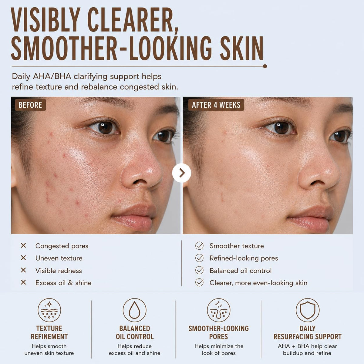 Pixi Clarity Tonic pouring texture into palm showing lightweight exfoliant benefit