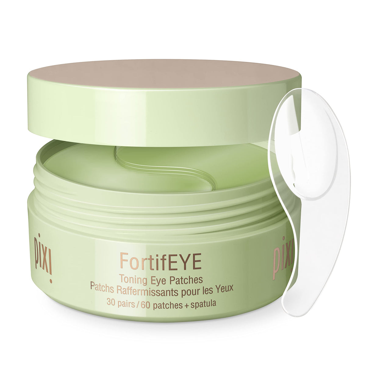 pixi front packaging showing FortifEYE 60 patches and product benefits