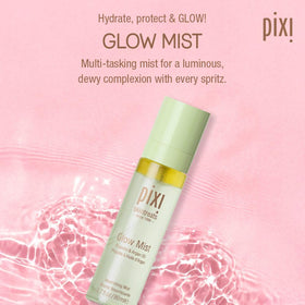 Pixi Glow Mist spraying fine mist to hydrate skin and refresh makeup
