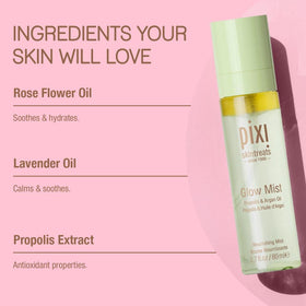 Pixi Glow Mist used during makeup application for luminous complexion