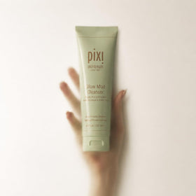 Pixi cleanser in bathroom setting showing daily routine compatibility