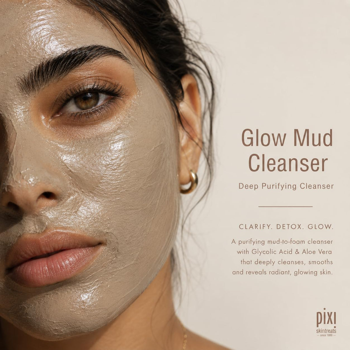 Pixi close-up of mud texture illustrating gentle exfoliation benefit