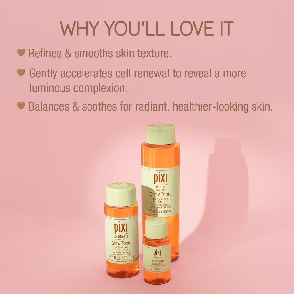 Pixi ingredients label close-up listing glycolic acid, ginseng, aloe vera benefits