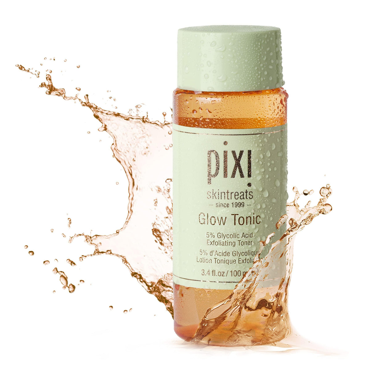 Pixi Glow Tonic ingredients label showing glycolic acid and botanical extracts