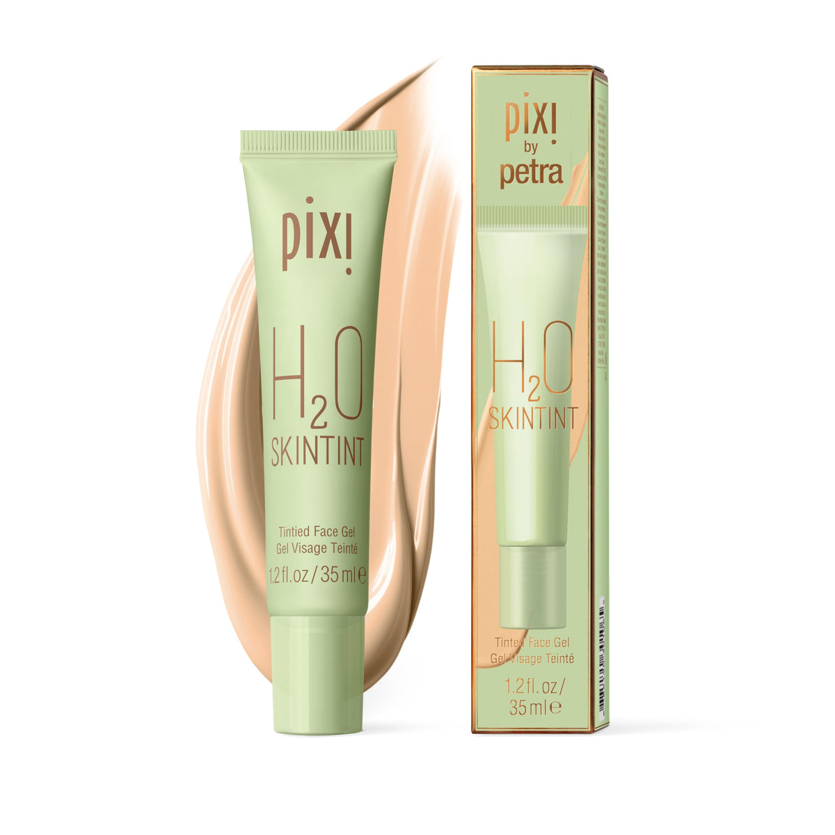 Pixi front packaging shows nude tinted gel moisturizer and SPF benefit