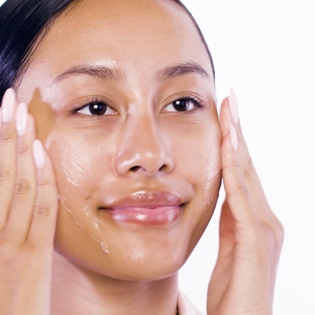 Pixi after rinse on model skin showing softened, toned complexion result