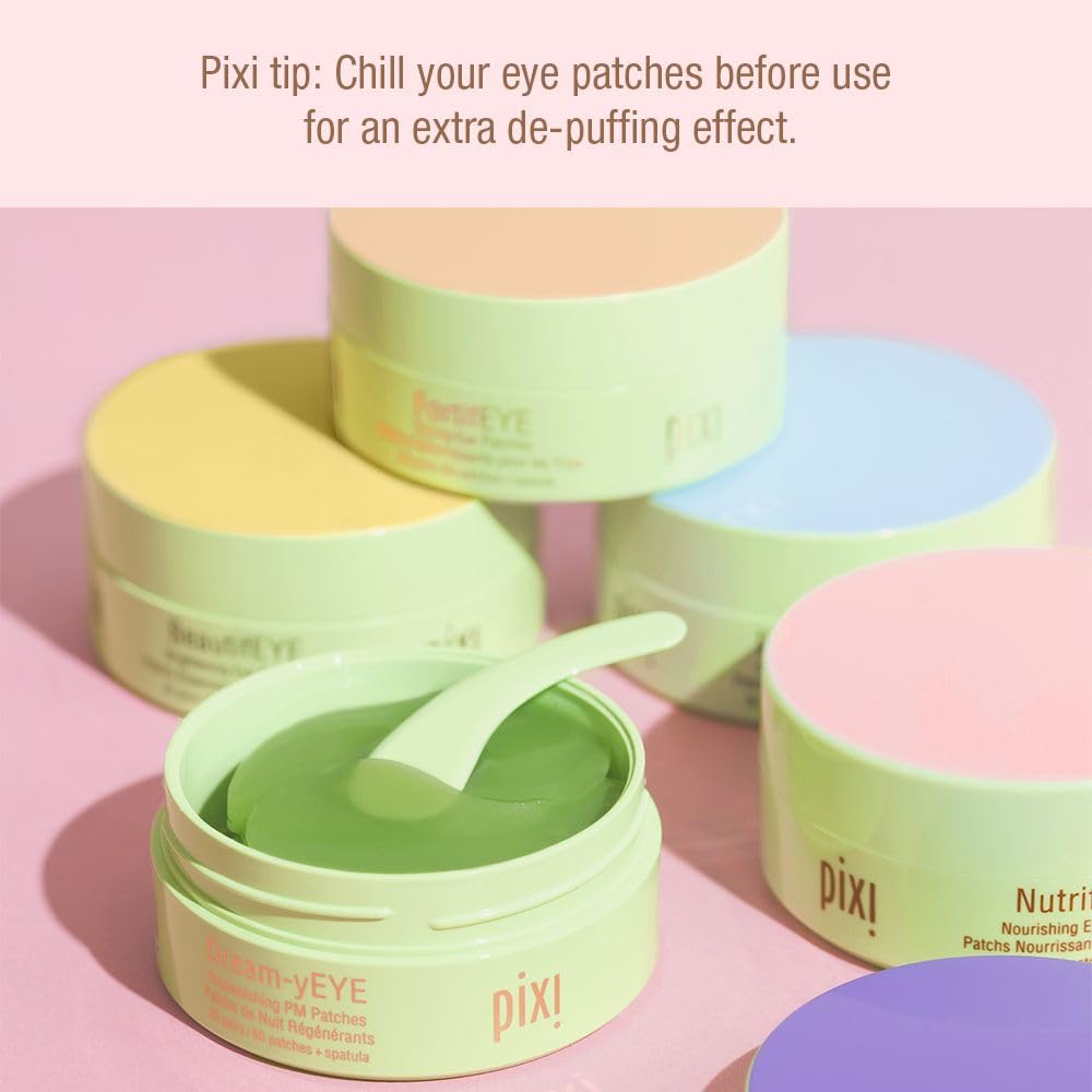 Key ingredients image with cucumber caffeine gold highlighting Pixi brightening support