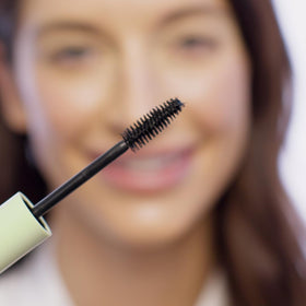 Pixi mascara swatch showing rich brown color and buildable coverage