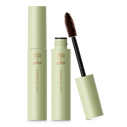 Pixi Large Lash tube front showing warm brown shade and benefits