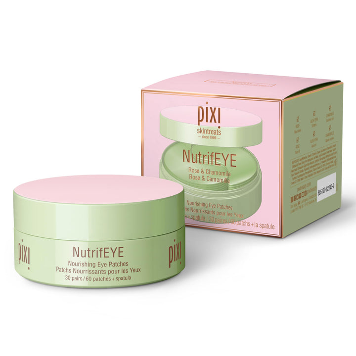 Pixi product front packaging showing NutrifEYE patches and benefits