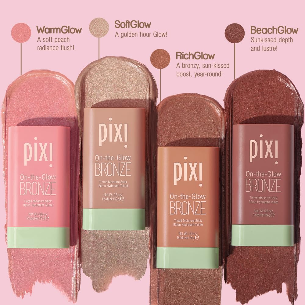 Pixi bronzer being blended on cheeks for a sun-kissed glow