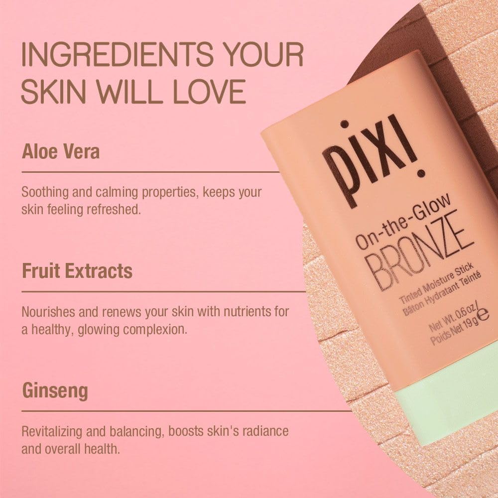 Pixi swatch on forearm demonstrating natural bronze tint payoff