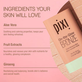 Pixi swatch on forearm demonstrating natural bronze tint payoff