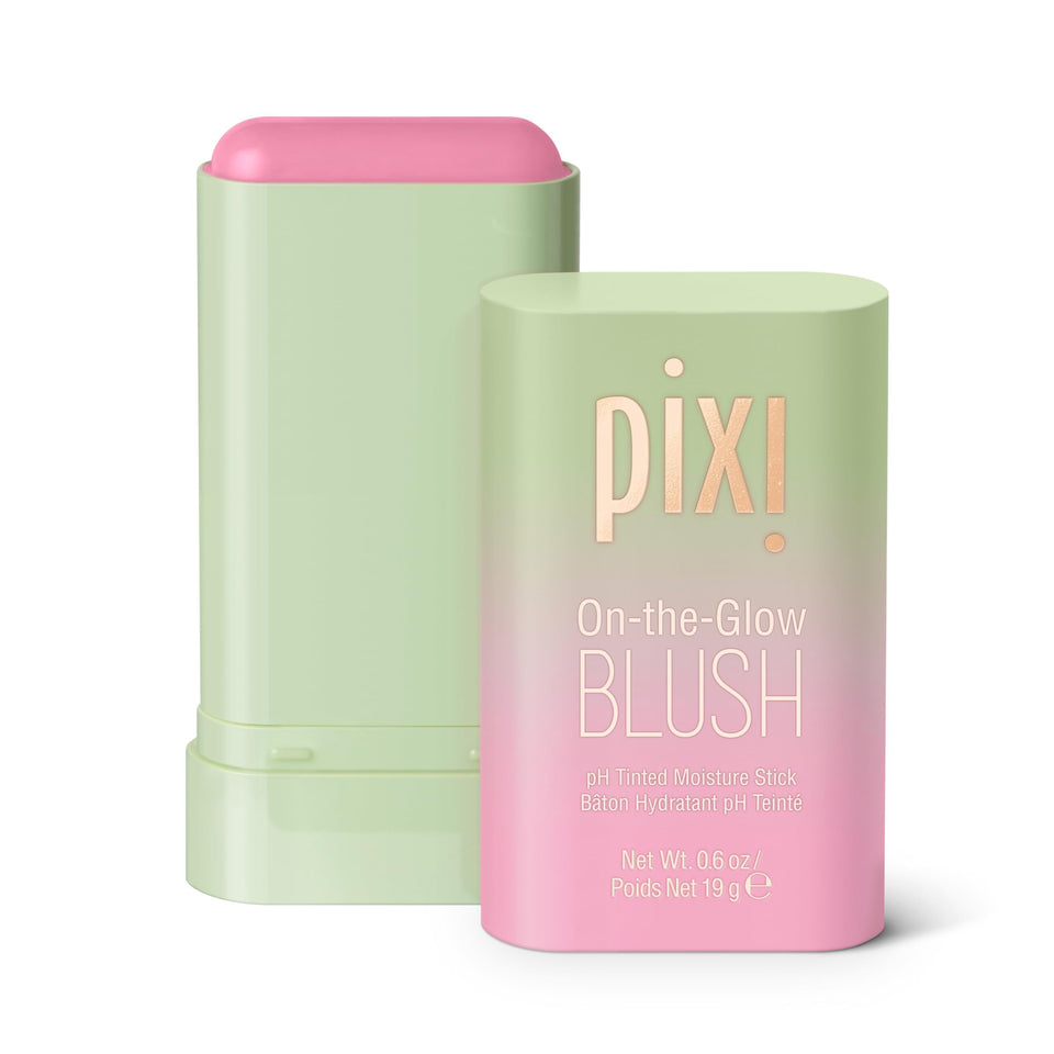 Pixi On-the-Glow front packaging showing compact twist-up design and shade