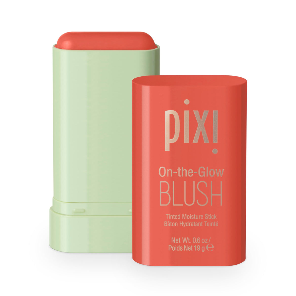 Pixi front packaging showing blush stick and compact design benefit portability
