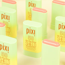 Close-up of hyaluronic acid and clover flower visuals with Pixi benefits