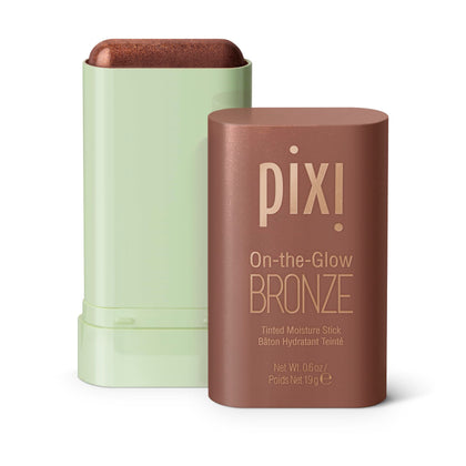 Pixi front packaging showing convenient bronzer stick and branding benefit travel-ready