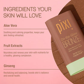 Pixi tinted bronzer on lips close-up showing glossy hydrated color benefit