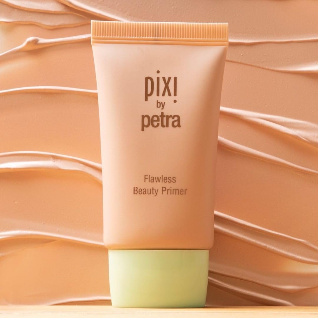 Pixi before and after pores softened to show reduced texture and camera-ready finish