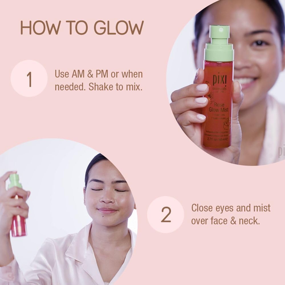 Pixi Rose Glow Mist close-up of rose oil droplet showing nourishment