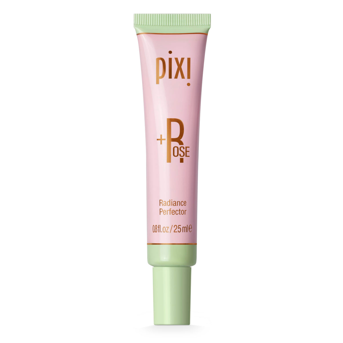 Pixi front packaging of +Rose Radiance Perfector showing product benefits