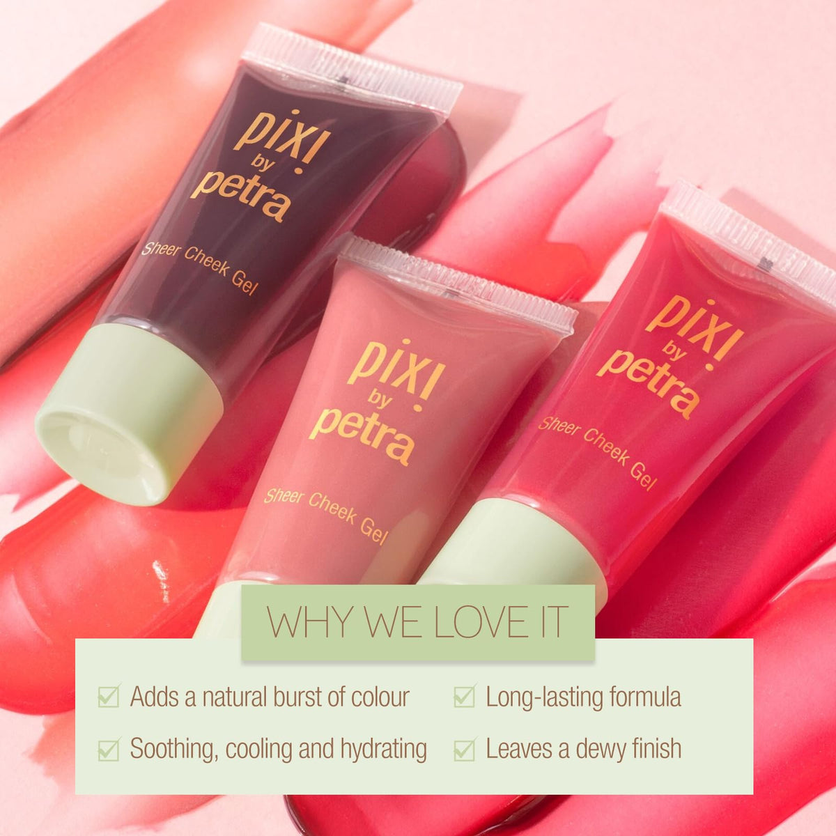 Pixi side label showing ingredients list and oil-free, fragrance-free benefits