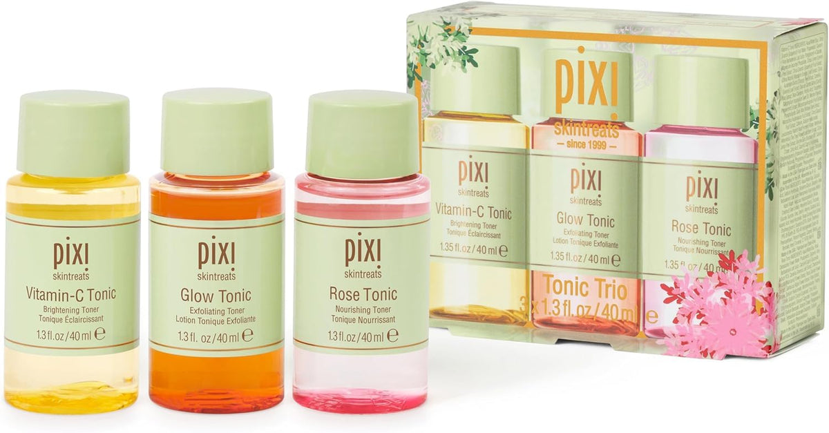 Pixi tonic trio gift box styling for gifting and seasonal presentation