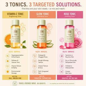 Pixi vitamin-c tonic bottle close-up highlighting brightening support