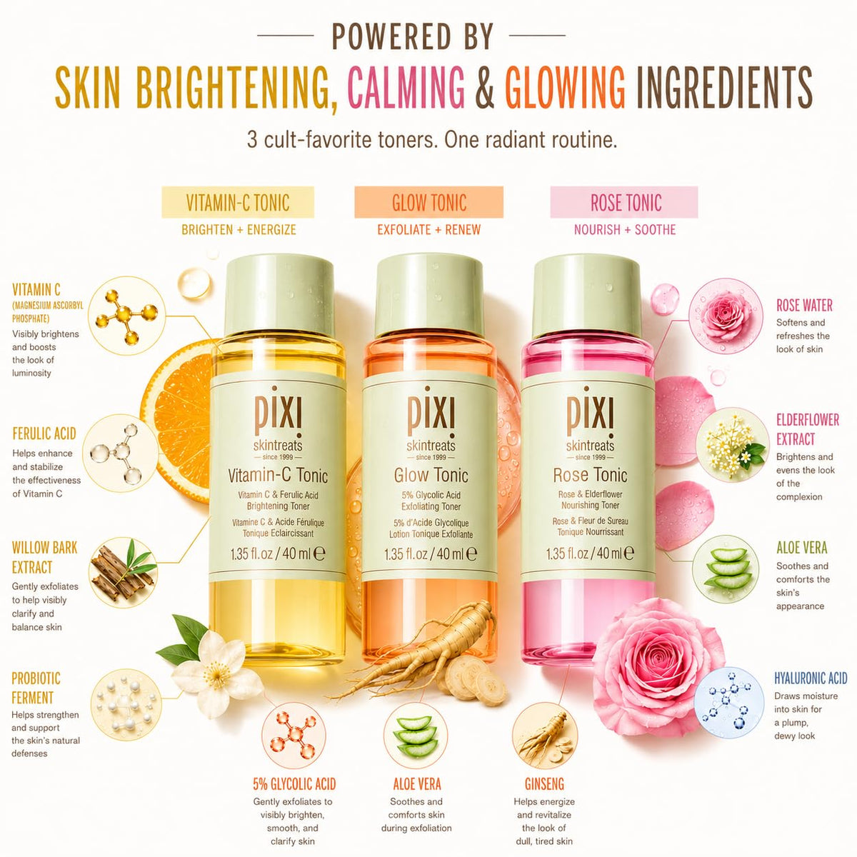 Pixi tonics texture on hand illustrating lightweight, non-sticky absorption
