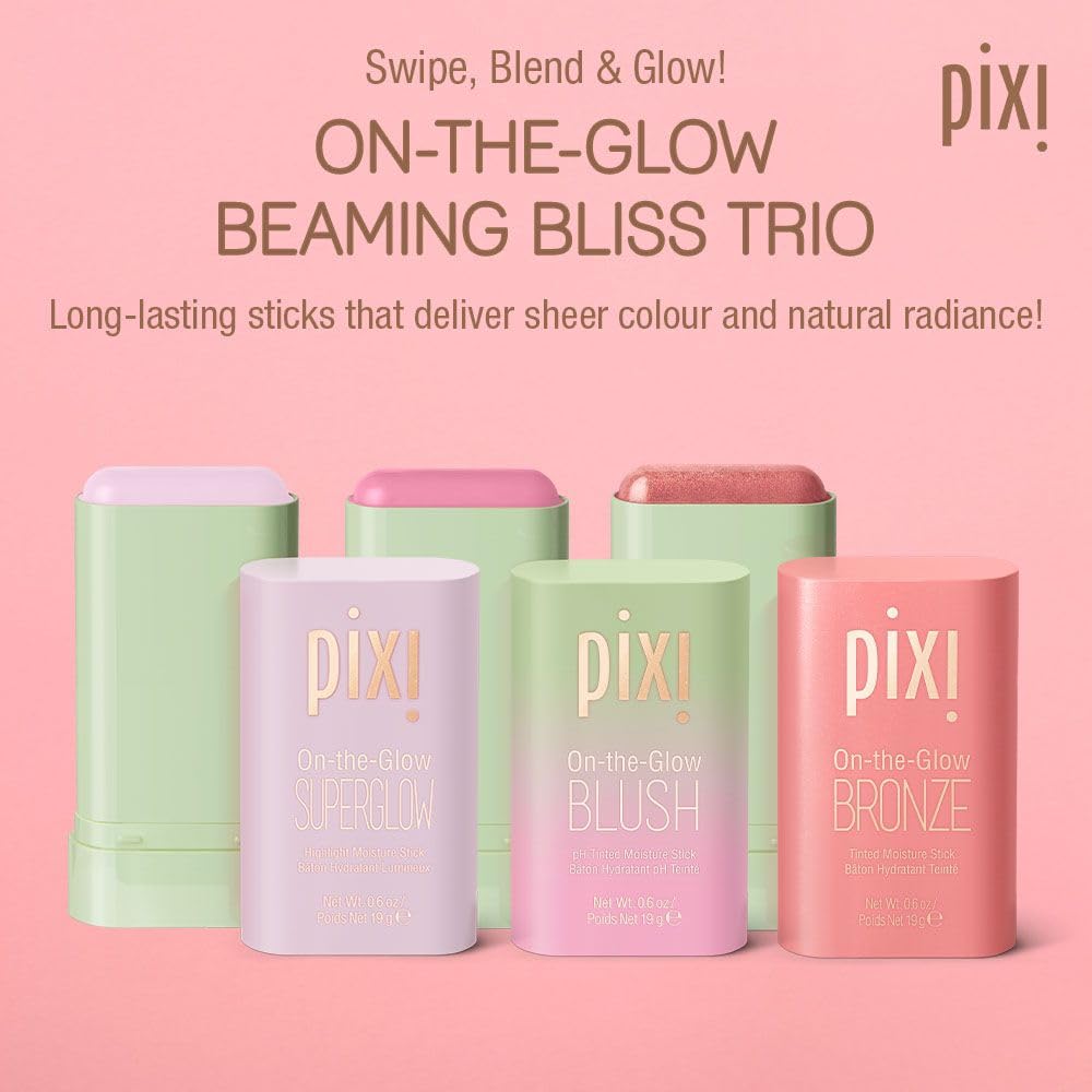 Pixi trio open sticks top view showing three balm formulas for quick application