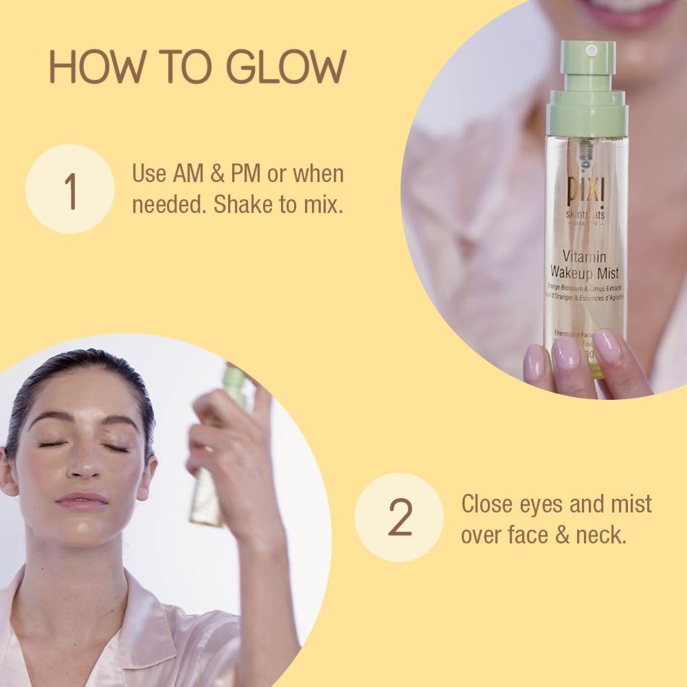 Pixi wakeup mist in bag scale showing travel-friendly 80ml bottle convenience benefit
