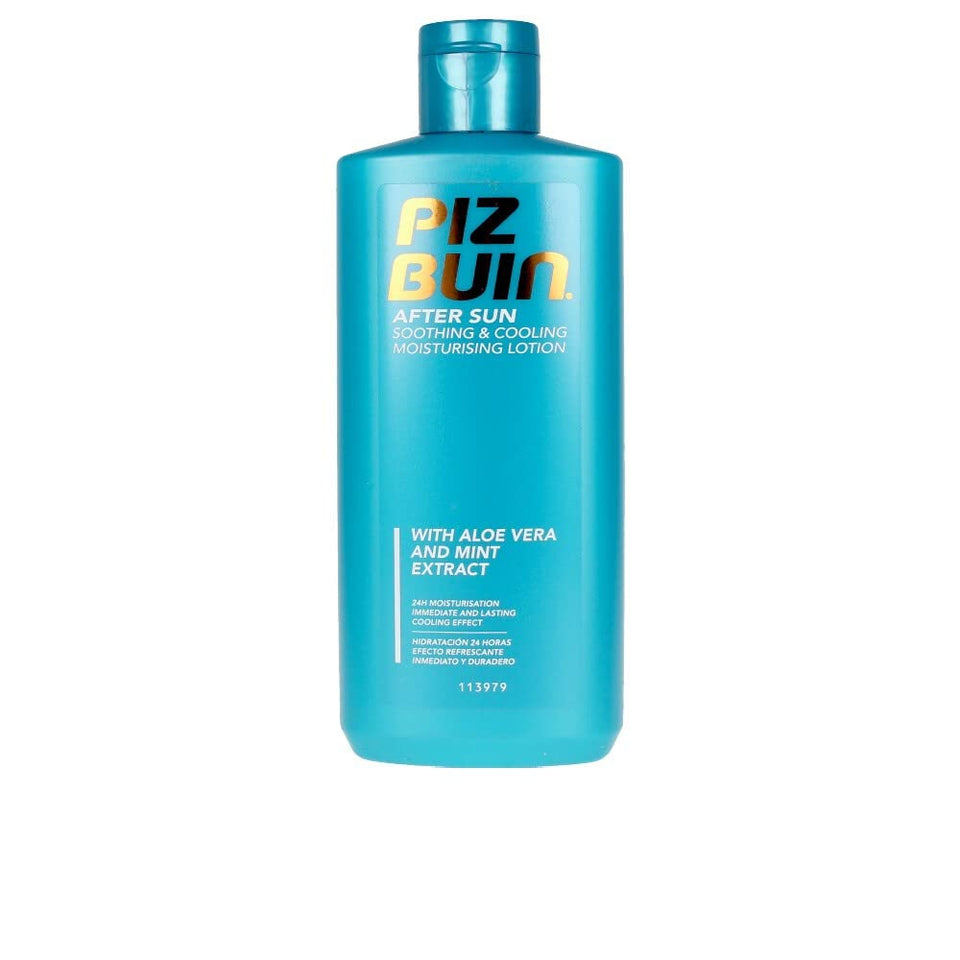 Piz Buin front packaging showing 200ml bottle and cooling, hydrating benefit