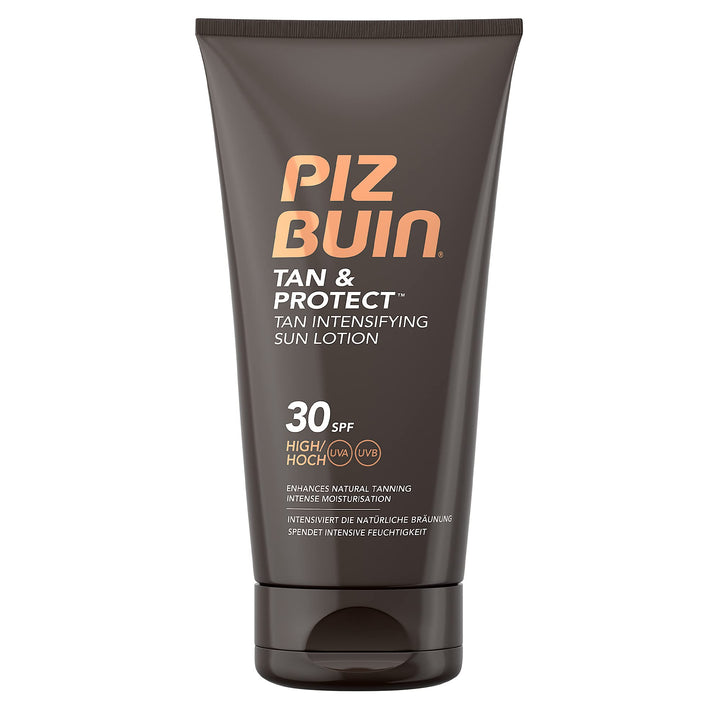 Piz Buin front packaging showing SPF 30 and tan intensifier benefits