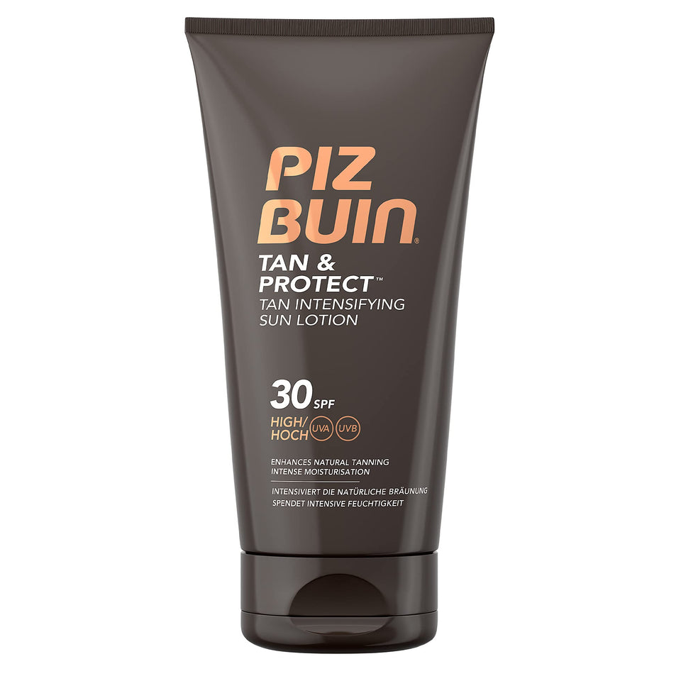Piz Buin front packaging showing SPF 30 and tan intensifier benefits