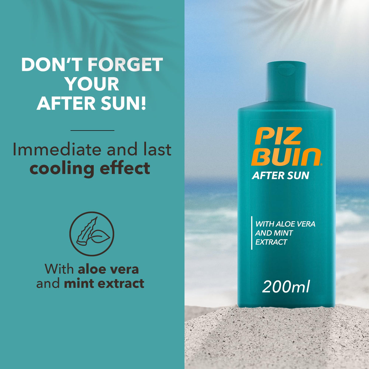 Piz Buin label close-up showing Calmanelle complex and ingredient focus