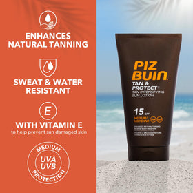 Piz Buin lotion texture close-up showing lightweight spreadability