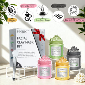 Pjordo lifestyle spa setting with masks and towel conveying relaxing home facial routine