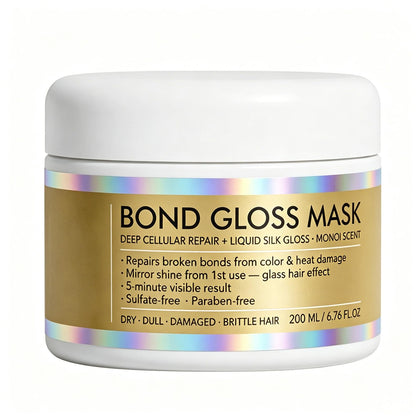 pjpkow Bond Gloss Mask front packaging showing label and bottle benefits