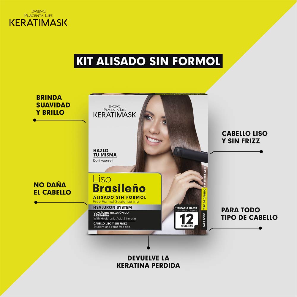 PLACENTA LIFE KERATIMASK styled hair lifestyle shot demonstrating sleek shine