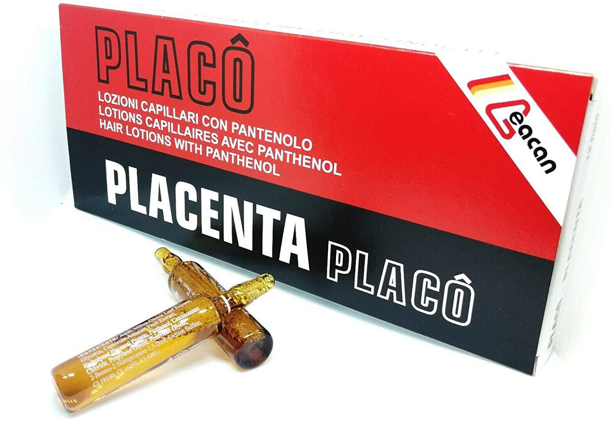 Placenta Placo ampoules lined up to show quantity and size scale, convenient course