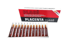 Placenta Placo ingredients display nettle collagen panthenol, emphasizes restorative blend