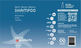 Plaine Products bottle on bathroom shelf lifestyle scene highlighting sustainable routine benefit